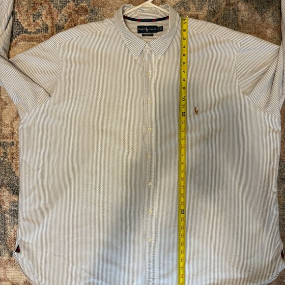 Ralph Lauren Polo Mens L/S Classic Blue Stripe Button-Down Oxford Shirt 4XB Pony - Picture 9 of 10